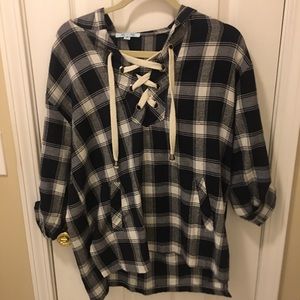 Casual Plaid Shirt with Hood